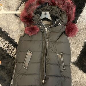 Nicole Benisti Black Puffer Vest with Faux Fur Hood